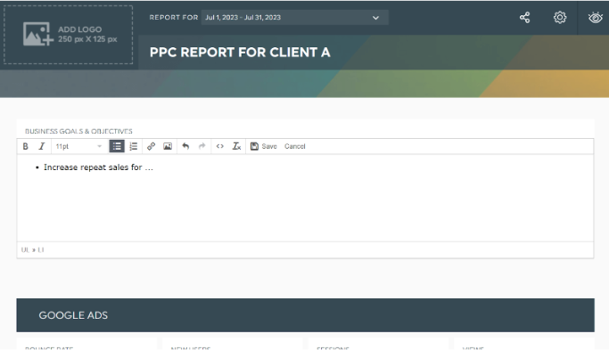 Rapport du client PPC A