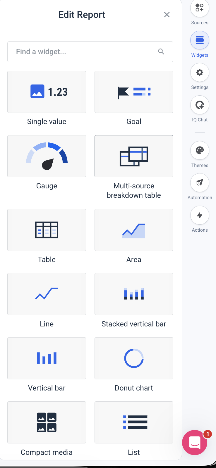 options du widget