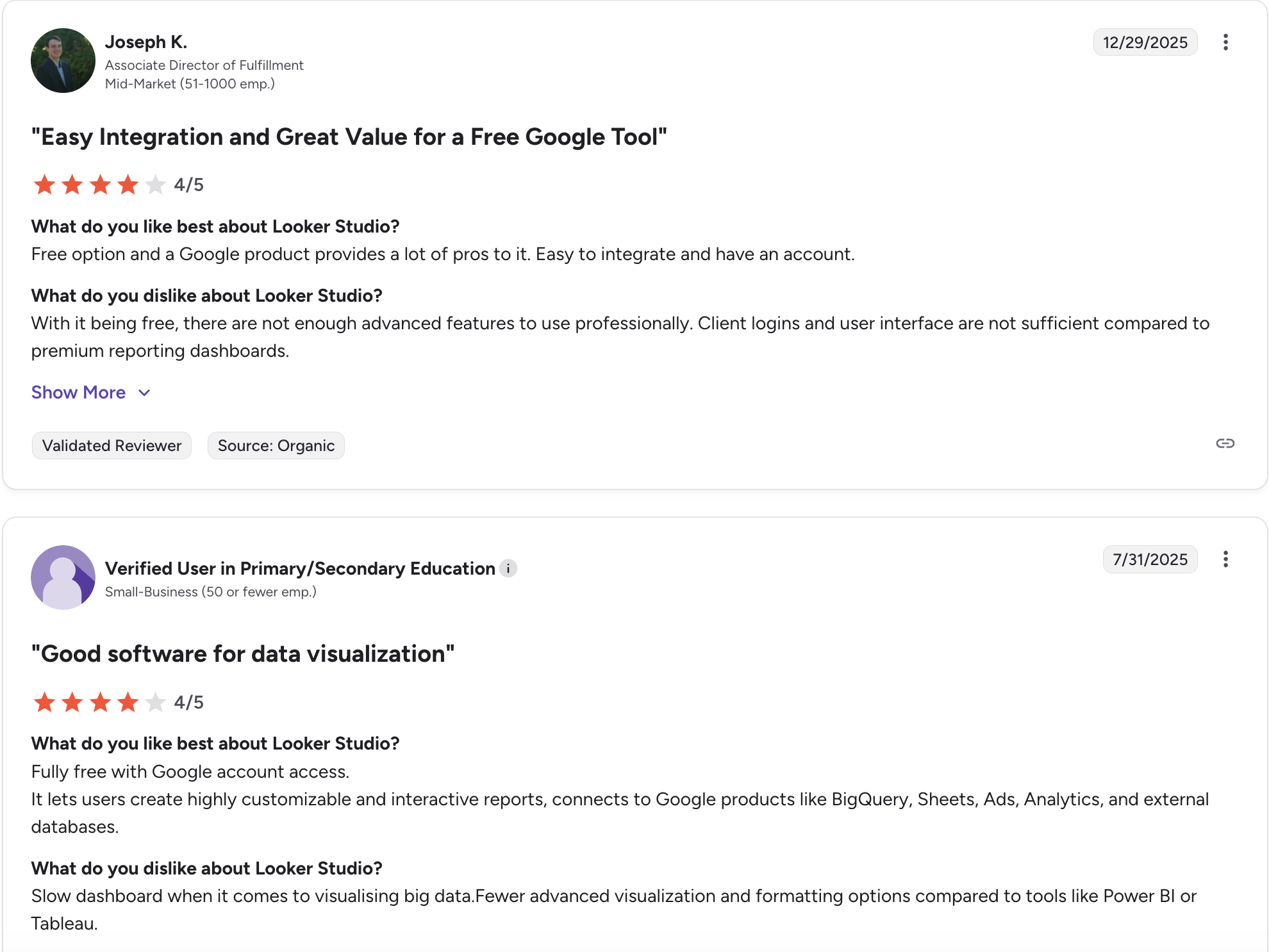 Avis sur Looker Studio