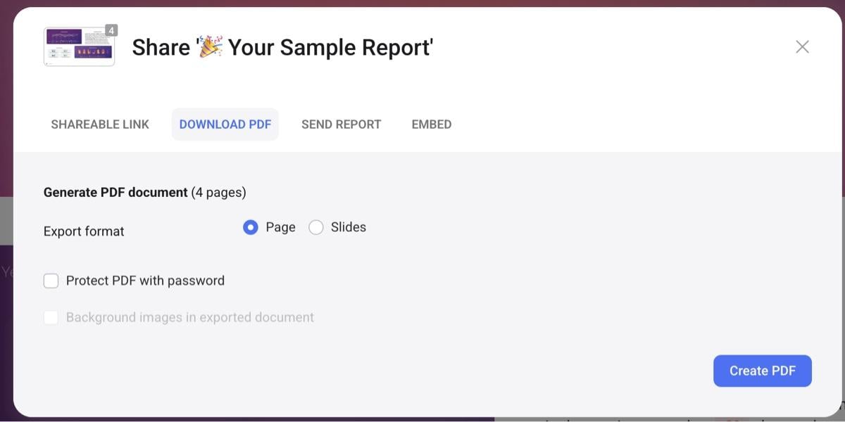 partage de rapports Databox