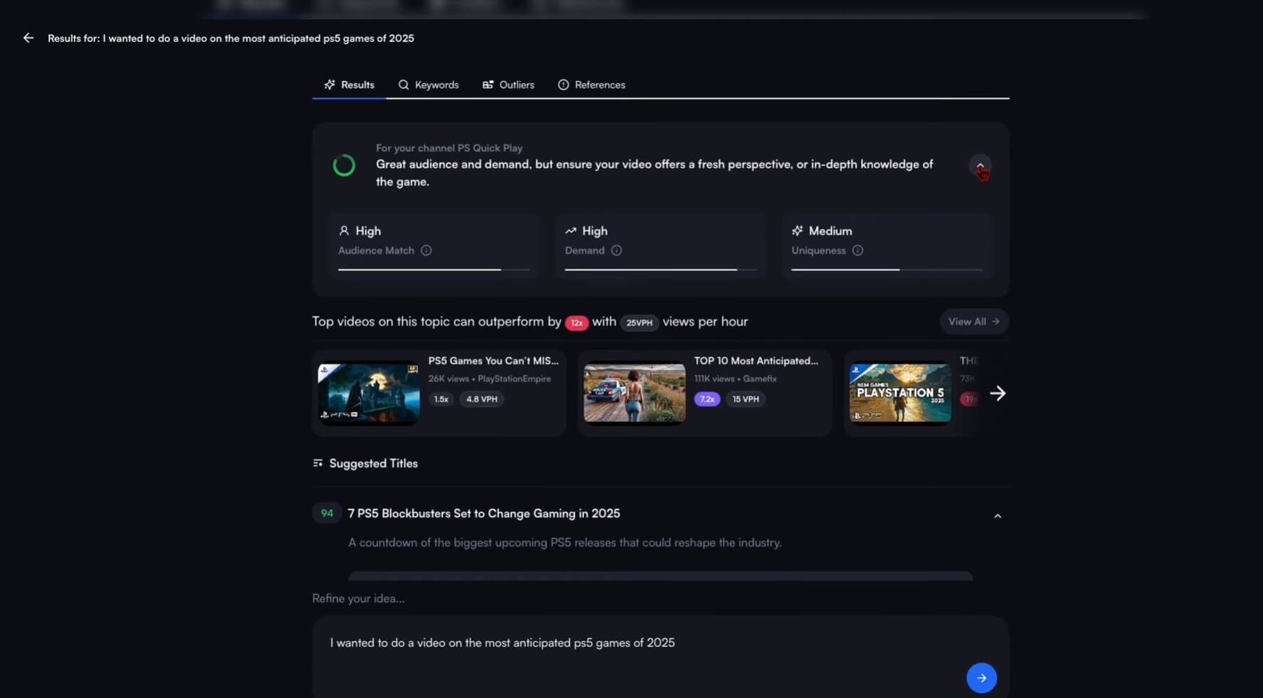 Outil d'analyse YouTube « Vidiq »
